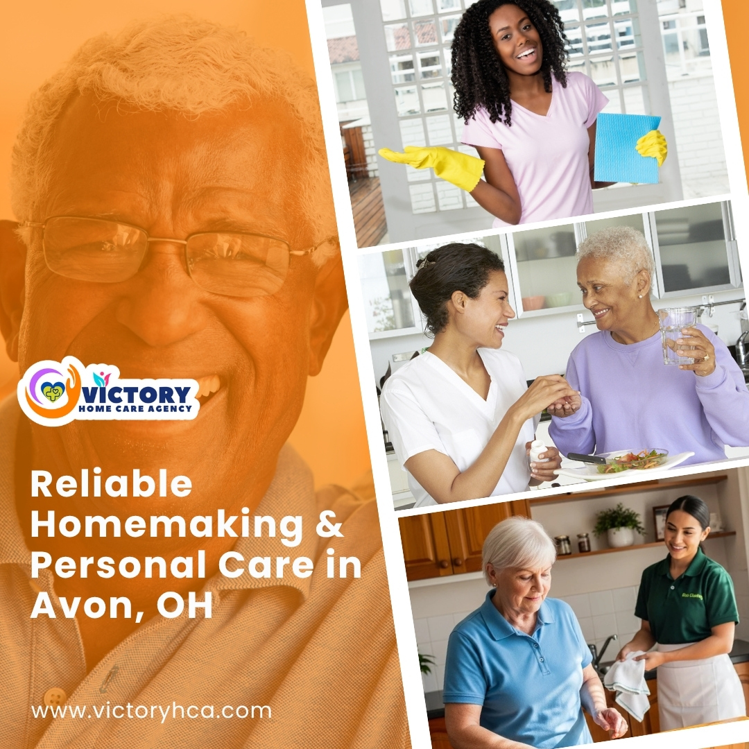 Home care advertisement showing caregivers and seniors