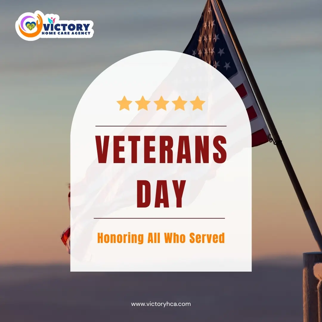 Veterans Day banner with American flag