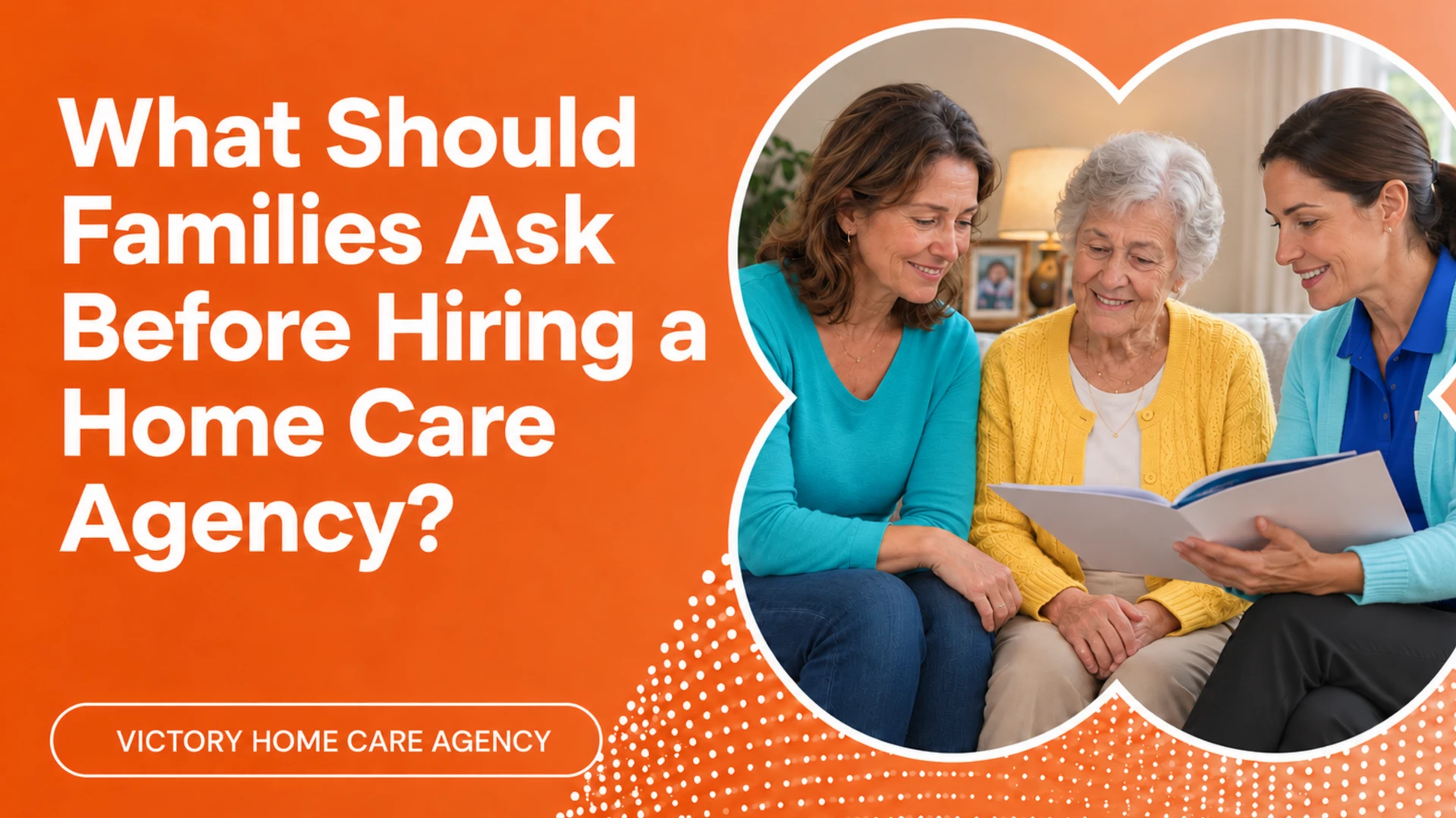 Family consulting home care agency with elderly woman